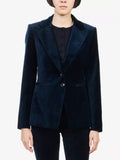 Blazer en velours pour femmes avec silhouette cintrée et col revers