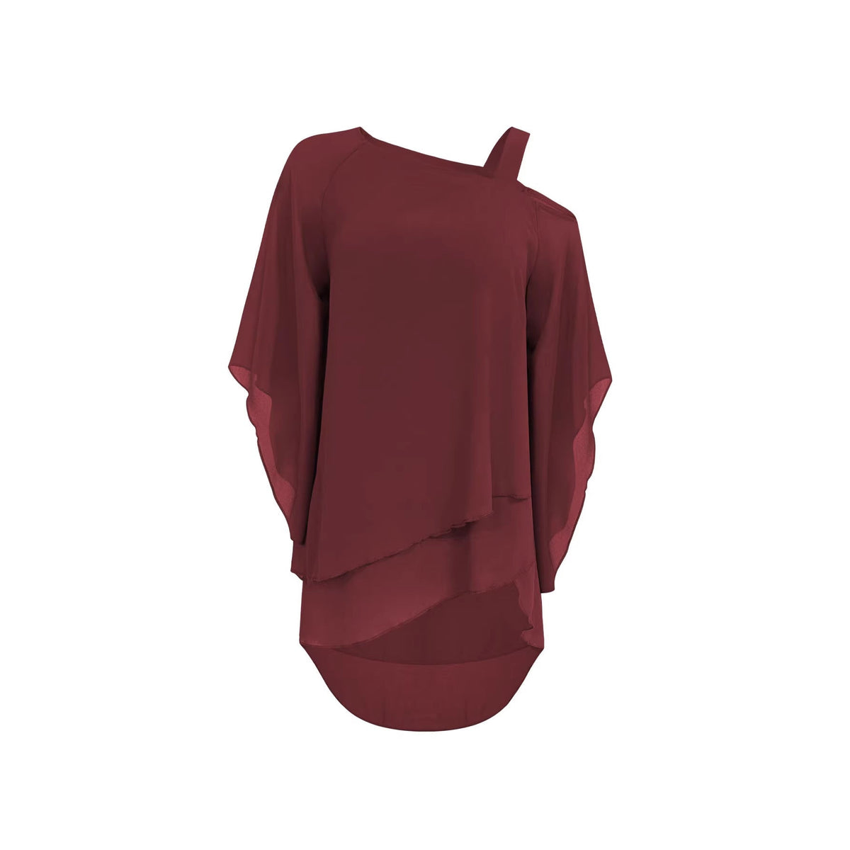 Blouse à couches pour femmes avec bretelles asymétriques et volant asymétrique Echoarchiv