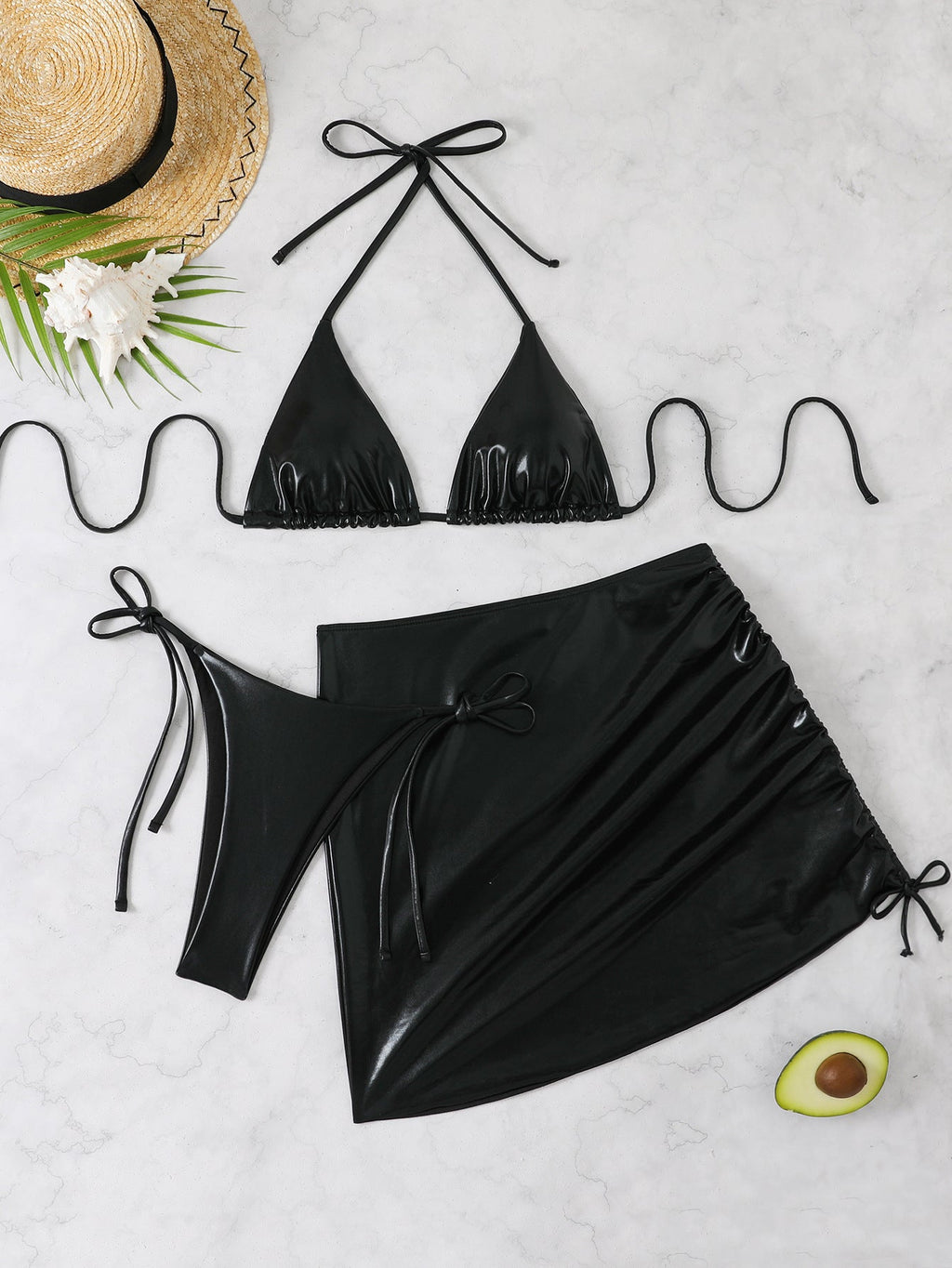 Bikini triangle femme avec jupe portefeuille raffinée R&B