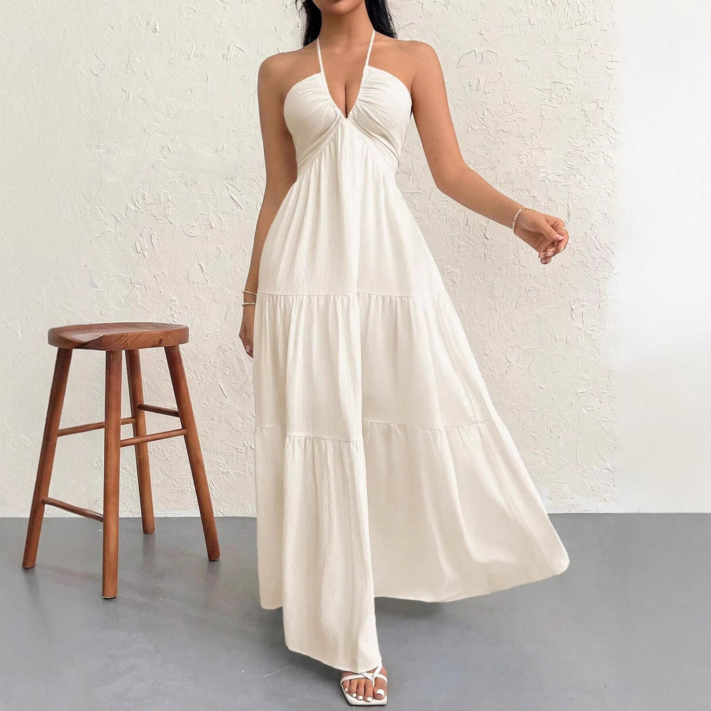Robe maxi femme avec décolleté plongeant et jupe fluide R&B