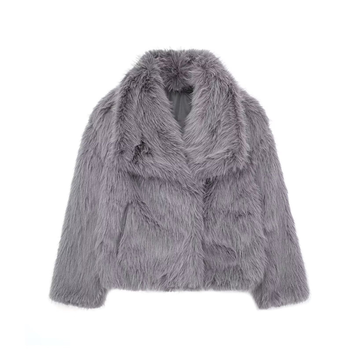 Veste en Fausse Fourrure Oversized pour Femme, Longueur Courte