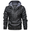 Veste de biker en simili cuir pour hommes avec capuche amovible, col montant, épaulettes et multiples poches zippées Echo Archiv