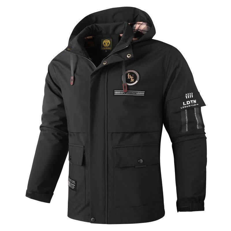 Parka imperméable pour hommes avec capuche, poches utilitaires multiples, poignets renforcés et membrane coupe-vent Echo Archiv