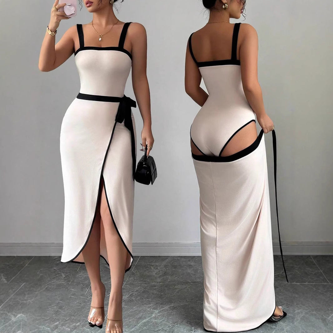 Robe portefeuille élégante pour femmes avec fente profonde et ceinture à la taille R&B