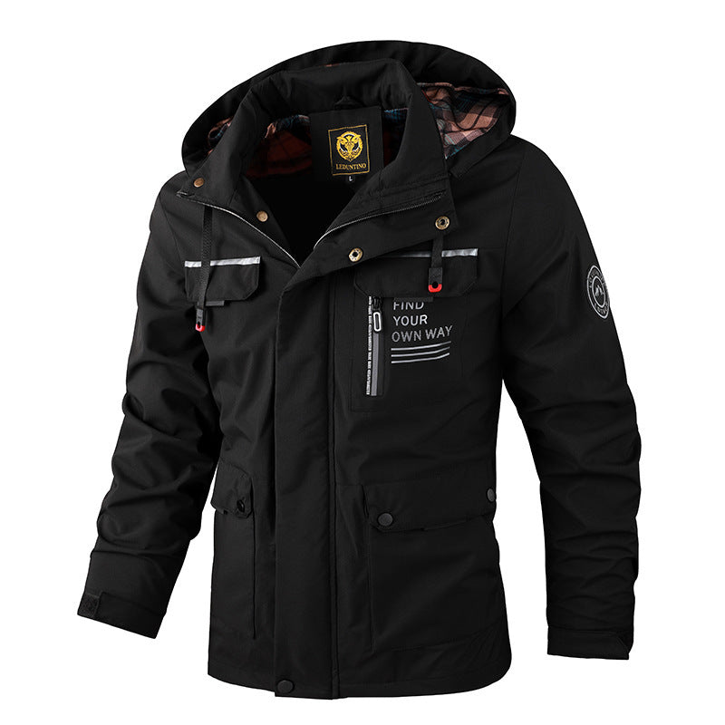 Parka imperméable pour hommes avec capuche, poches utilitaires multiples, poignets renforcés et membrane coupe-vent Echo Archiv