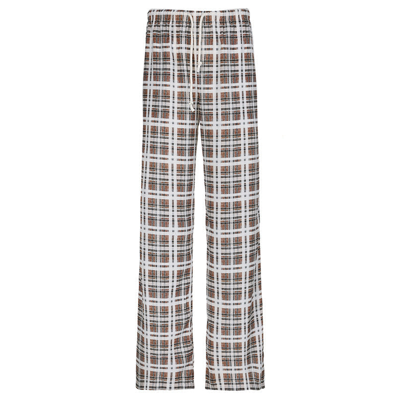 Pantalon de plage pyjama à carreaux décontracté pour femmes R&B