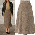 Jupe midi A-line taille haute pour femmes en tricot bouclé Echo Archive