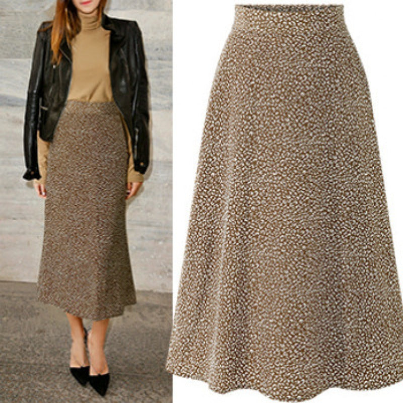 Jupe midi A-line taille haute pour femmes en tricot bouclé Echo Archive