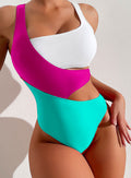 Maillot de bain une pièce pour femmes avec design asymétrique et zones de contraste colorées R&B