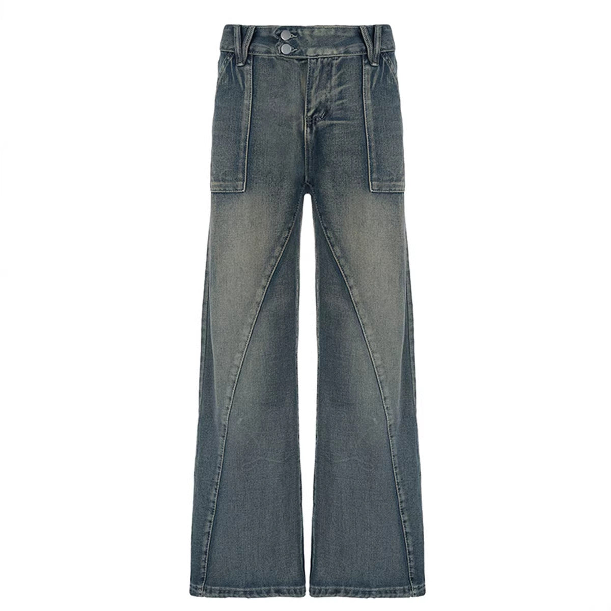 Jeans baggy taille basse pour femmes avec des panneaux en V marquants et des poches avant plaquées Echo Archiv