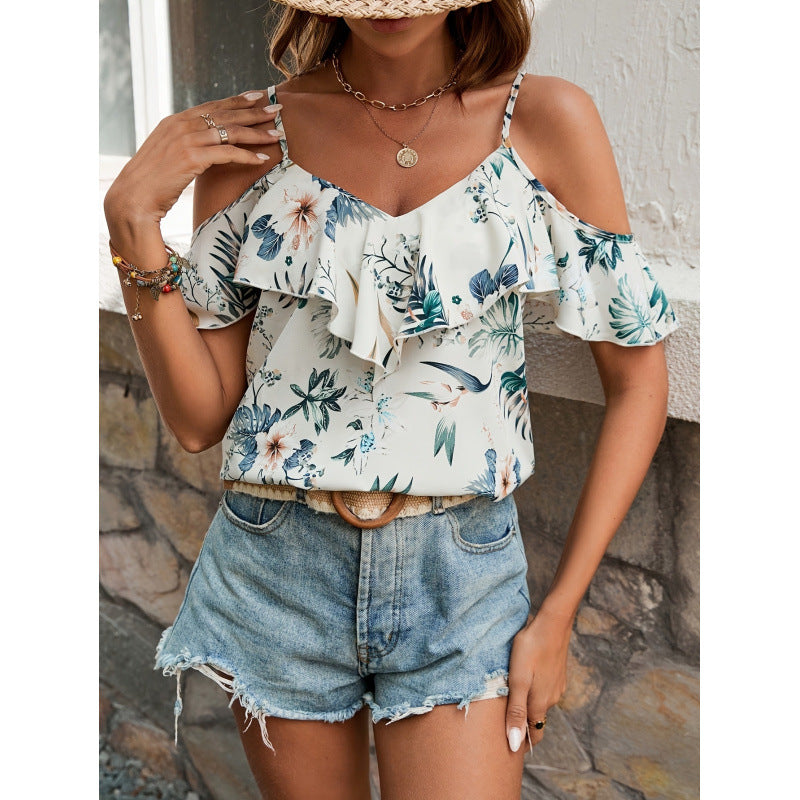 Blouse femme avec détails en volants et épaules dénudées Heidi-Mode