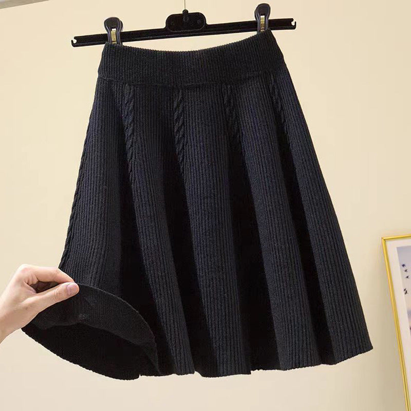 Jupe en tricot longueur mollet pour femme avec motif en torsade