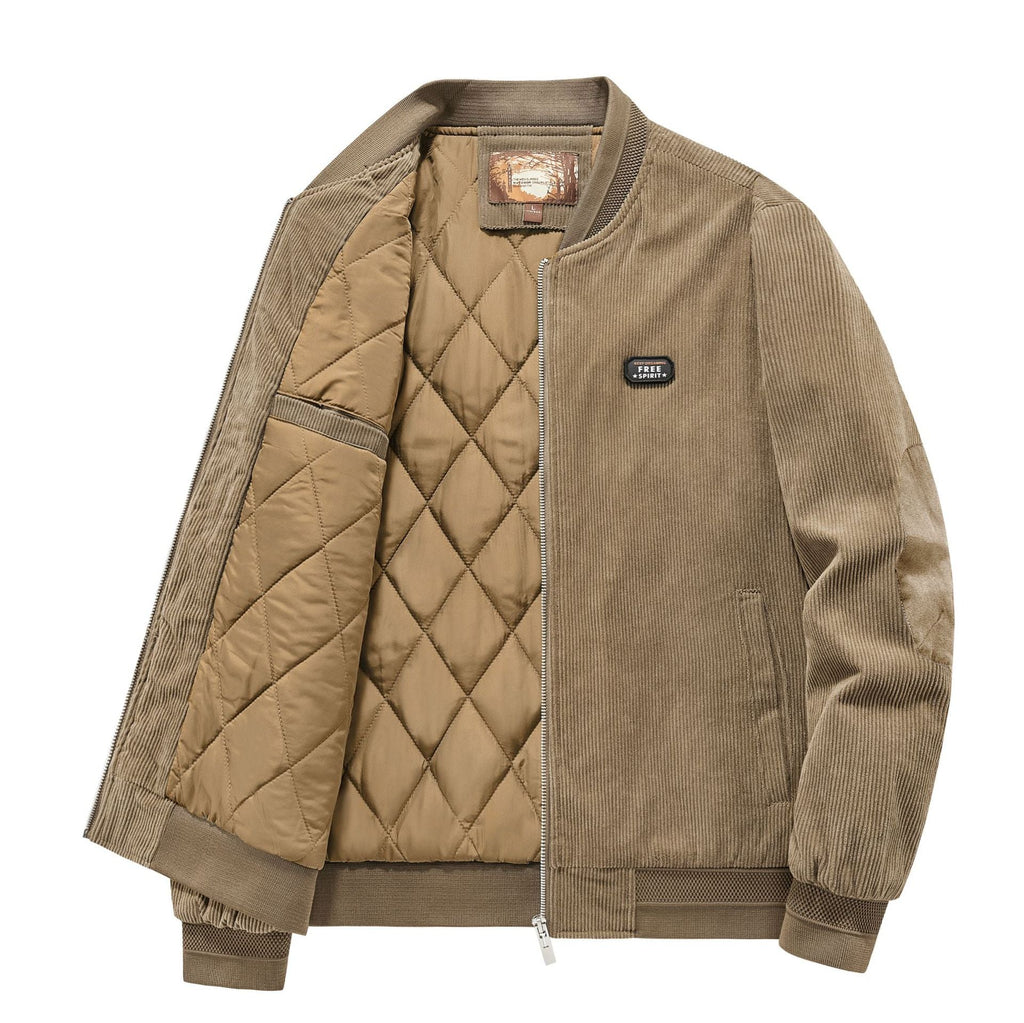Veste bomber en velours côtelé matelassée pour hommes avec doublure matelassée et bords côtelés Echo Archiv