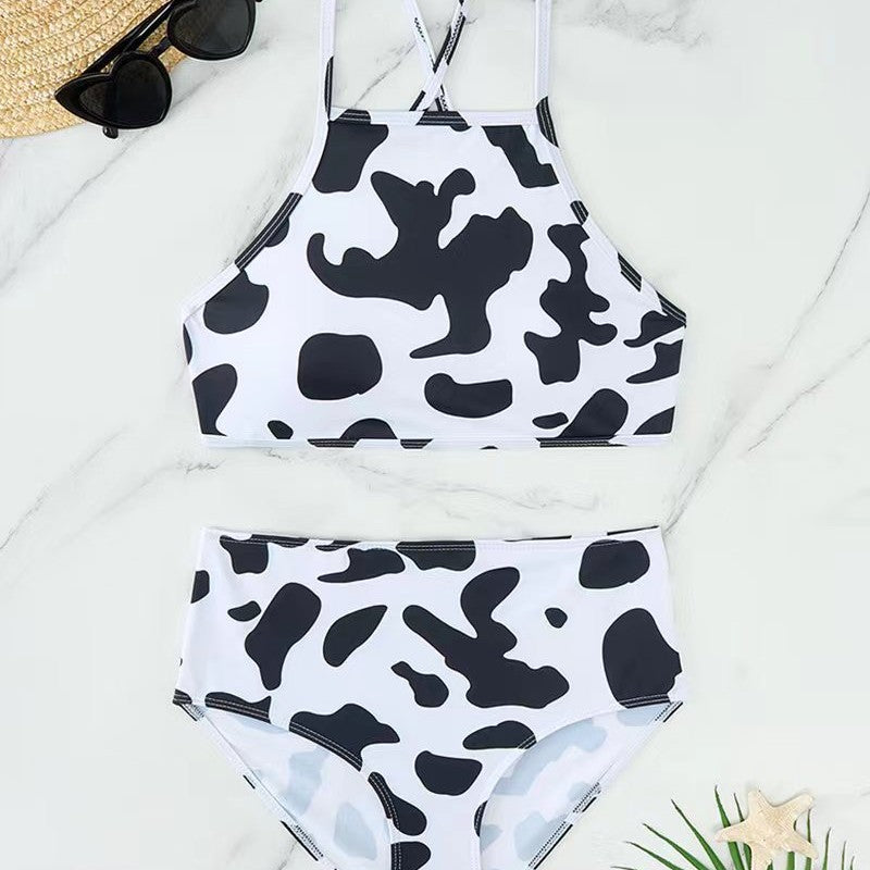 Bikini taille haute pour femmes avec motif créatif R&B