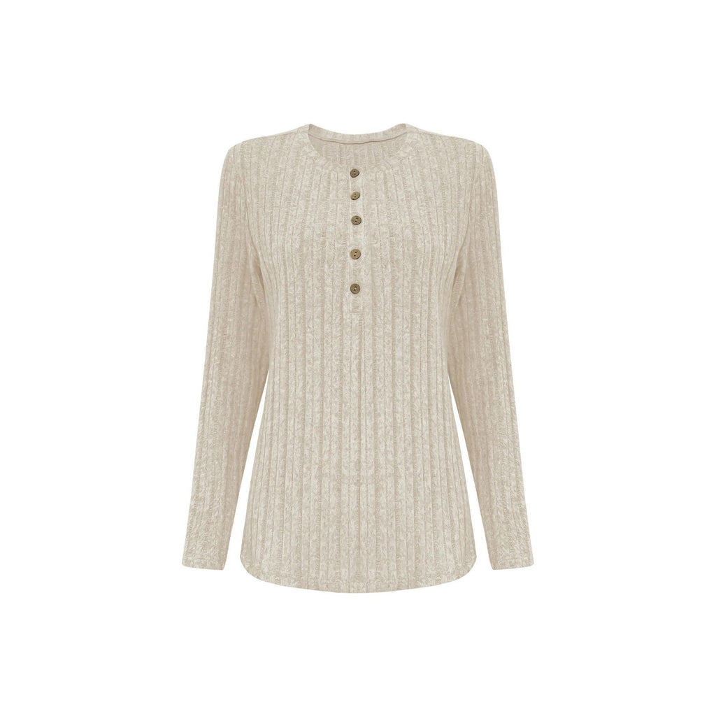 Ensemble Lounge Rippé pour Femmes avec Haut Henley et Pantalon Palazzo Echoarchiv