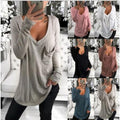 Tunique oversized décontractée pour femmes avec décolleté en V, poche poitrine et ourlet allongé Echo Archive
