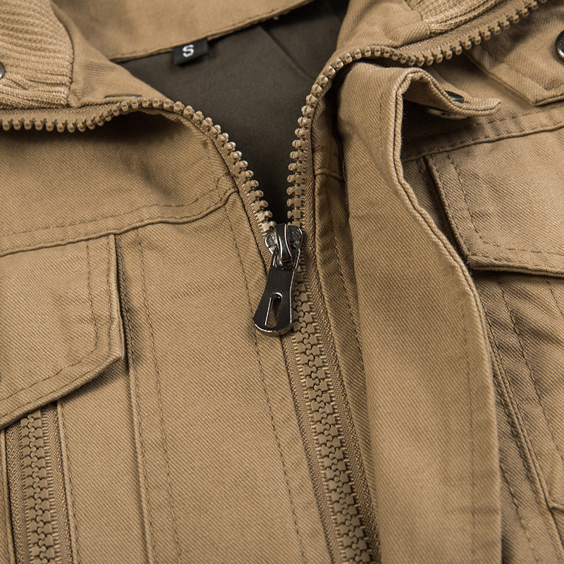 Veste aviateur légère en toile de coton pour hommes avec épaulettes, fermeture éclair cachée et poches multifonctionnelles Echo Archiv
