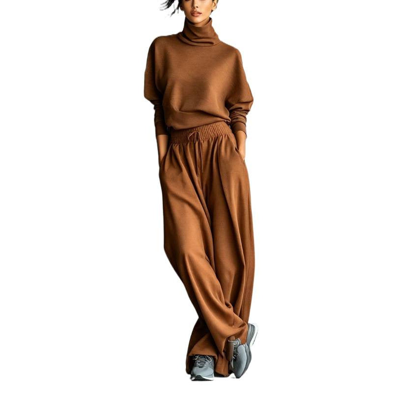 Ensemble de Loungewear à col roulé pour femmes avec haut oversize et pantalon à taille élastique Echoarchiv