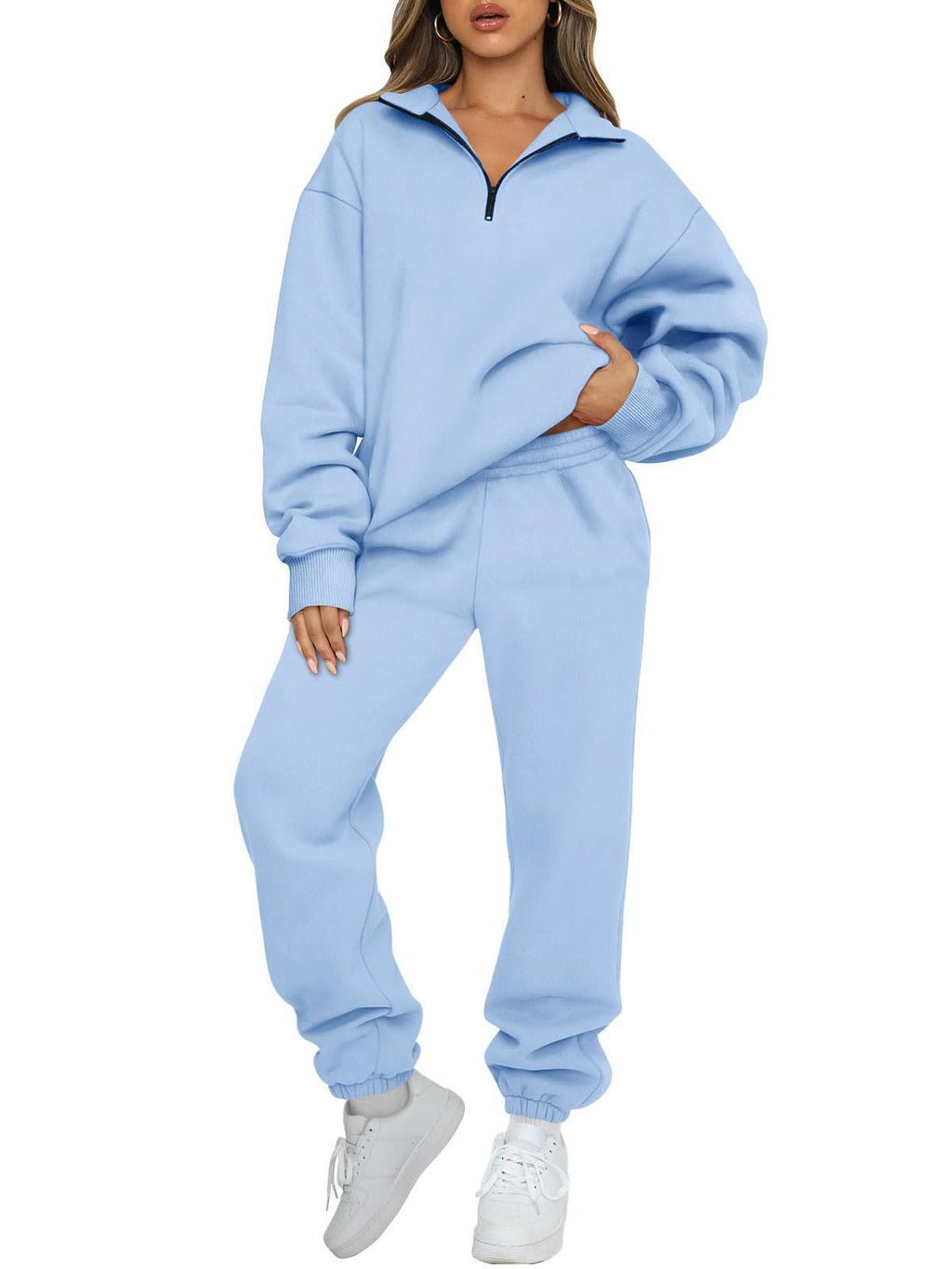 Ensemble lounge mi-zip pour femmes avec sweatshirt oversize et pantalon de jogging taille haute Echo Archiv
