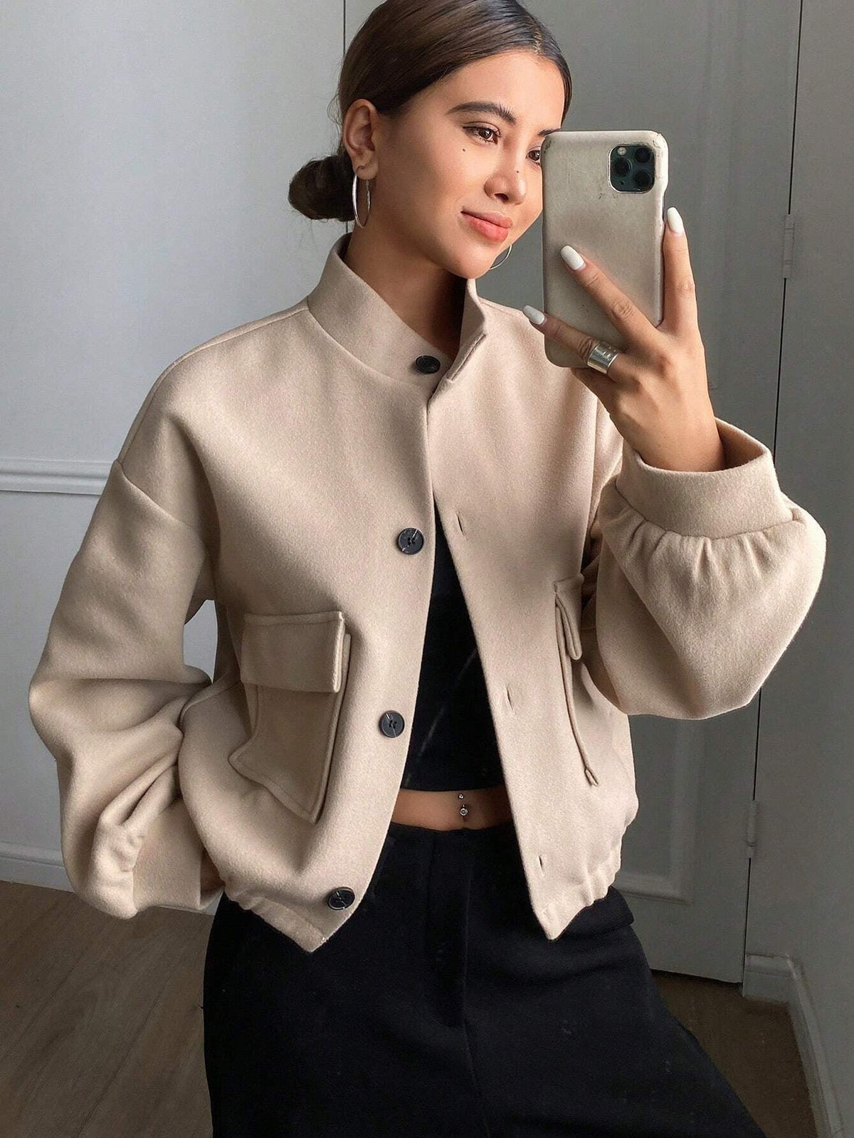 Veste courte à col montant pour femmes