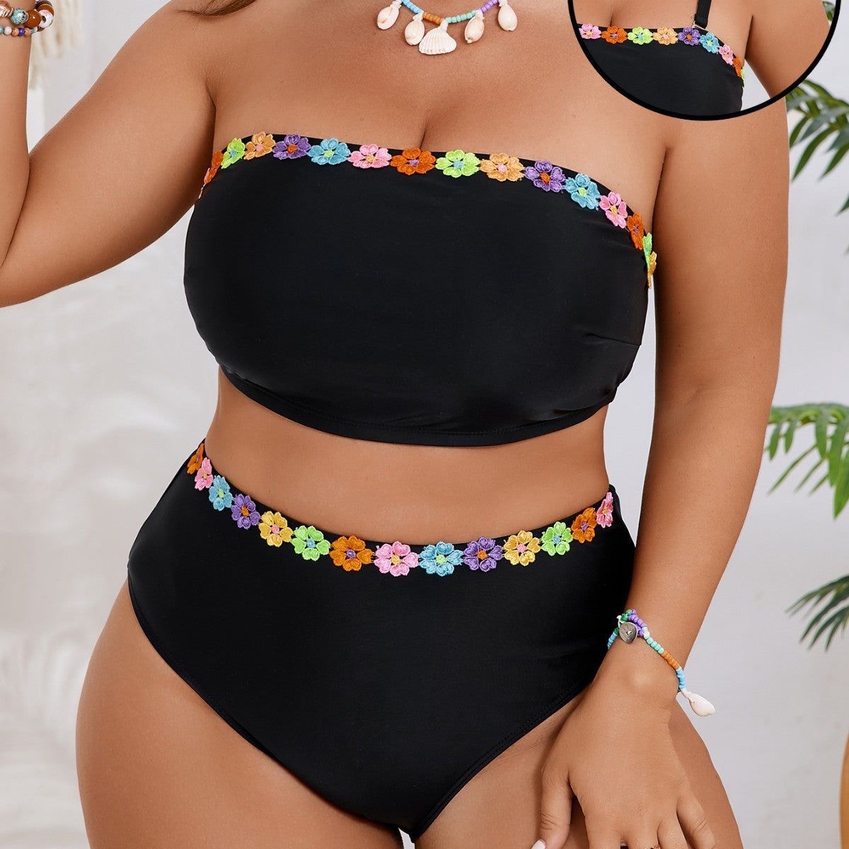 Ensemble de bikini taille haute pour femmes avec accents floraux Echo Archiv