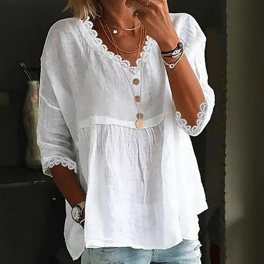 Blouse légère pour femmes avec accents en dentelle R&B