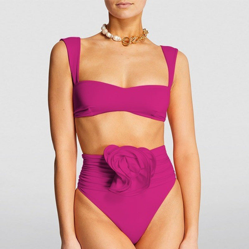Bikini taille haute pour femmes avec détail de volants élégant R&B