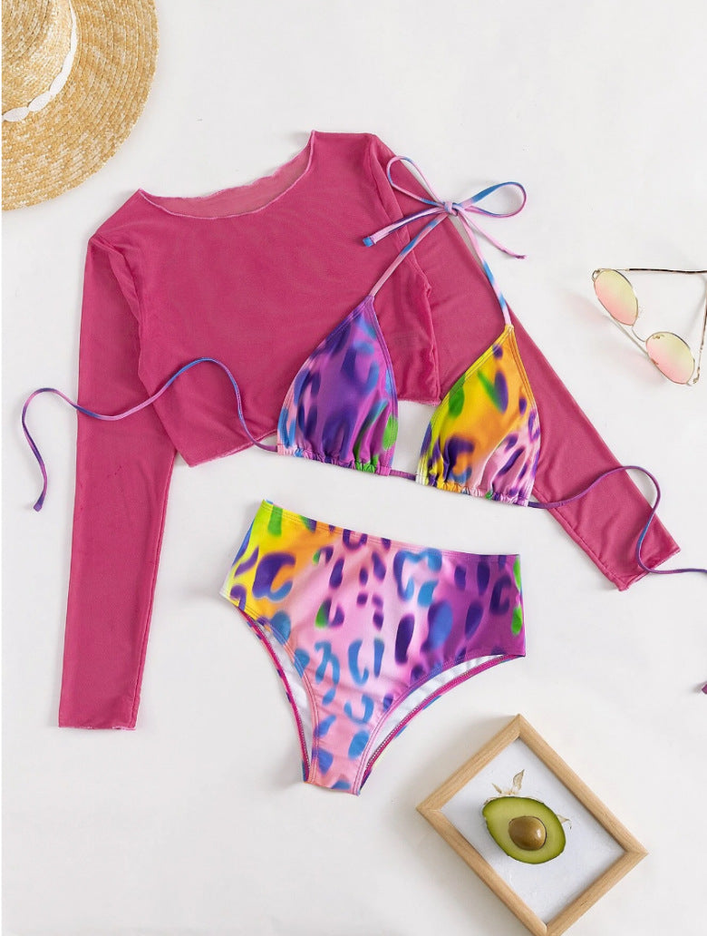 Ensemble de bikini taille haute pour femmes avec haut à manches longues Echo Archiv