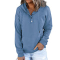 Sweat à capuche pour femmes avec patte de boutonnage Henley, poche kangourou et coupe décontractée Echoarchiv