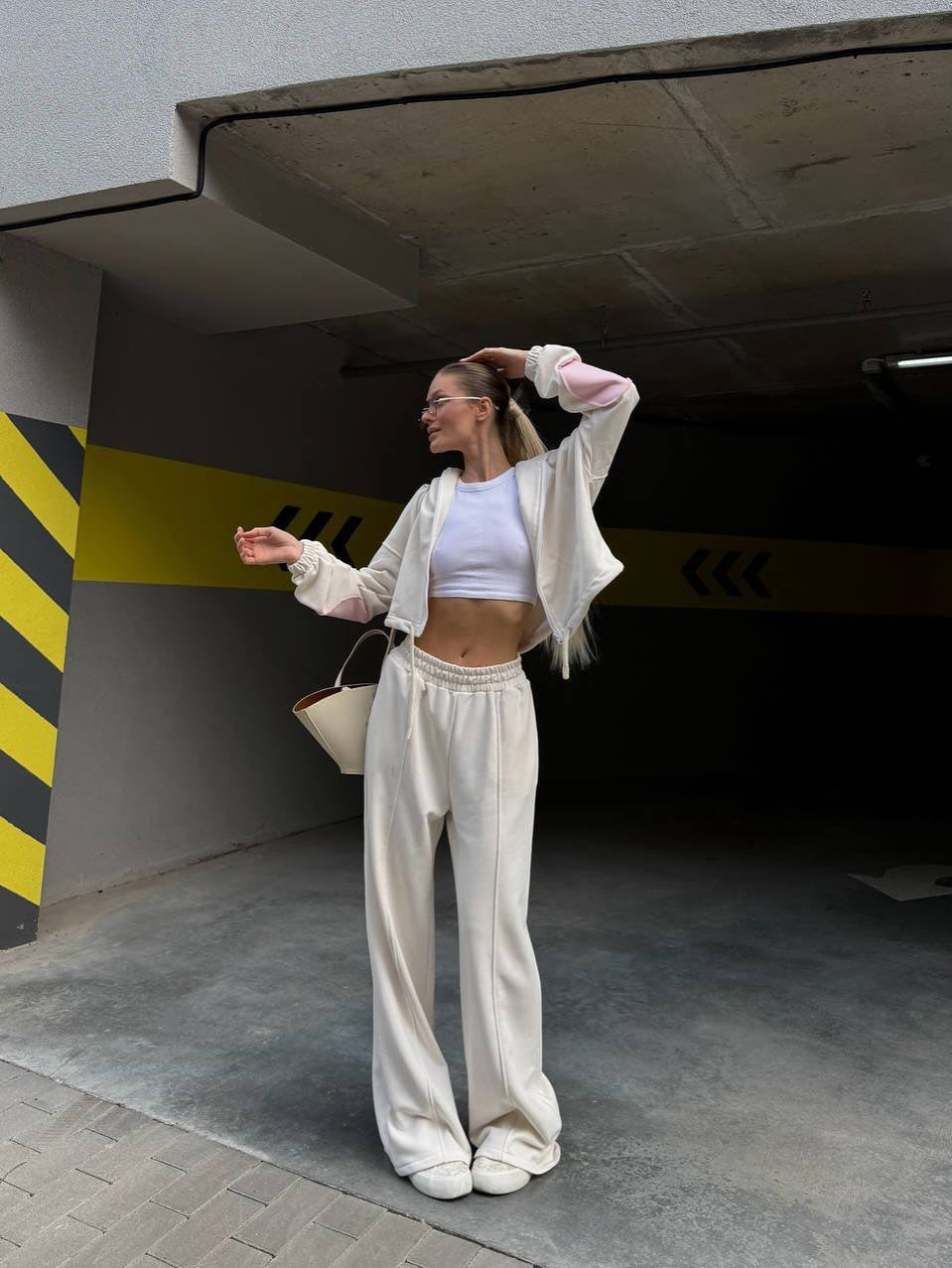 Pantalon de jogging pour femmes à taille haute et large avec pli marqué et taille élastique Echo Archiv