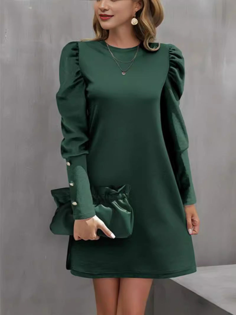 Robe fourreau pour femmes avec manches bouffantes froncées et poignets en perles Echo Archiv