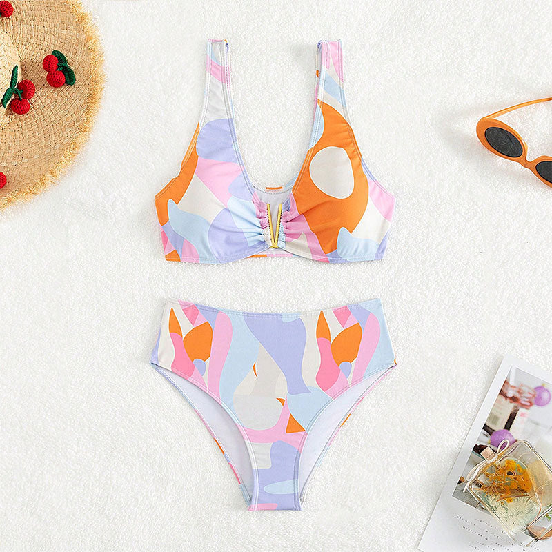 Bikini femme taille haute au design raffiné R&B