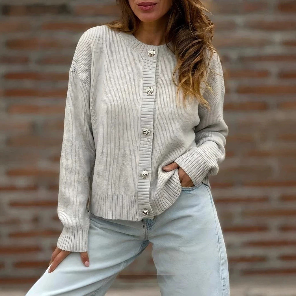 Veste en tricot stylée pour femmes avec fermeture à boutons