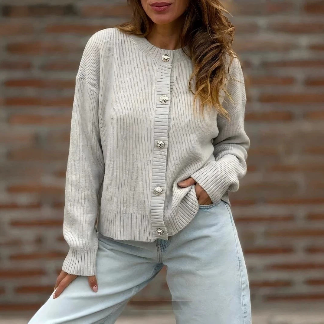 Veste en tricot stylée pour femmes avec fermeture à boutons