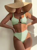Bikini taille haute pour femmes avec découpe raffinée R&B