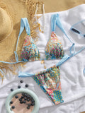 Bikini triangle pour femmes avec motif paisley coloré et bretelles réglables R&B