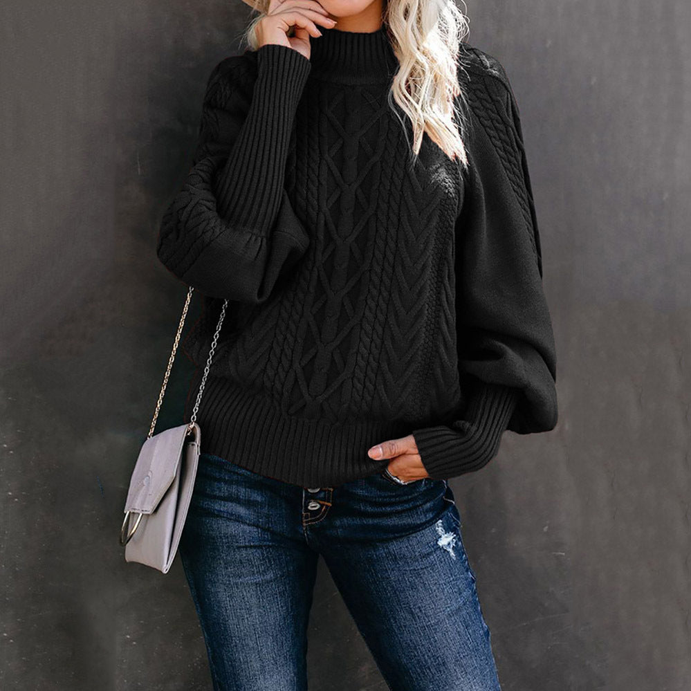 Pull Femme avec Design en Tricot Piqué et Manches Bouffantes