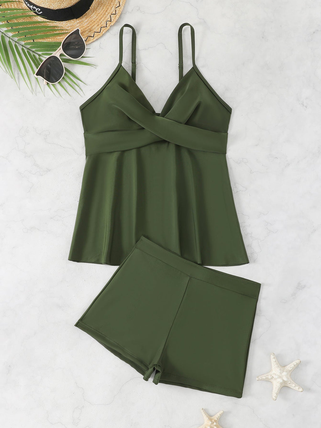 Ensemble de Tankini pour femmes avec motif à pois et shorts confortables R&B