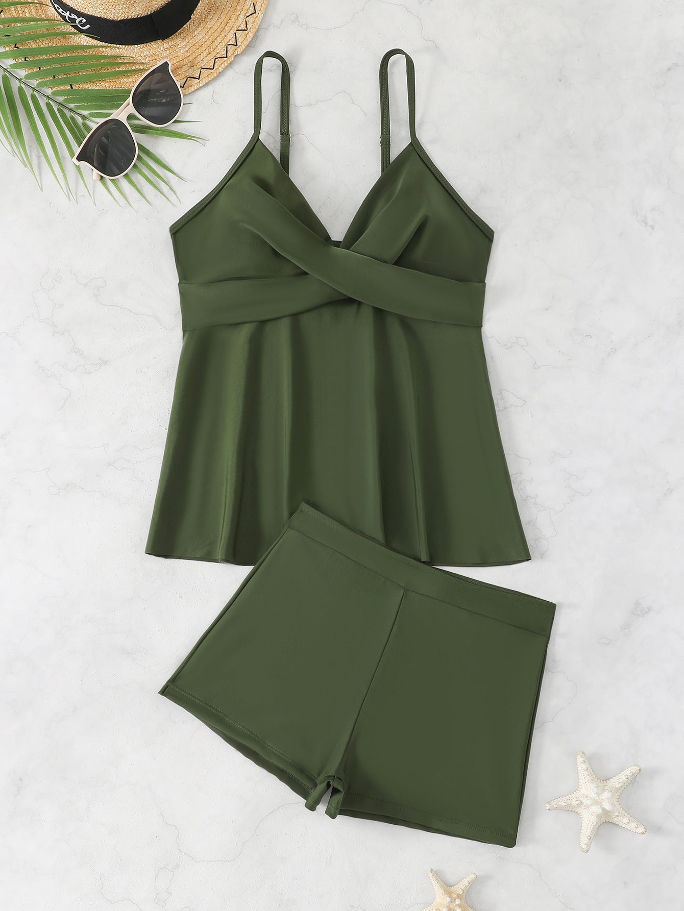 Ensemble de Tankini pour femmes avec motif à pois et shorts confortables R&B