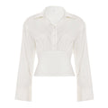 Chemisier cropped cintré pour femmes avec col chemise et large ceinture élastique Echo Archiv