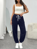 Pantalon de jogging taille haute pour femmes avec cordon de serrage, poignets élastiques et poches latérales Echoarchiv