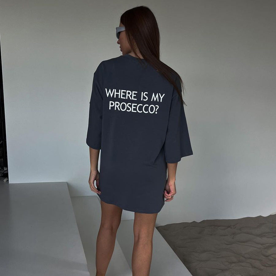 Chemisier long oversize pour femmes avec imprimé statement, manches trois-quarts et silhouette tunique décontractée Echo Archiv