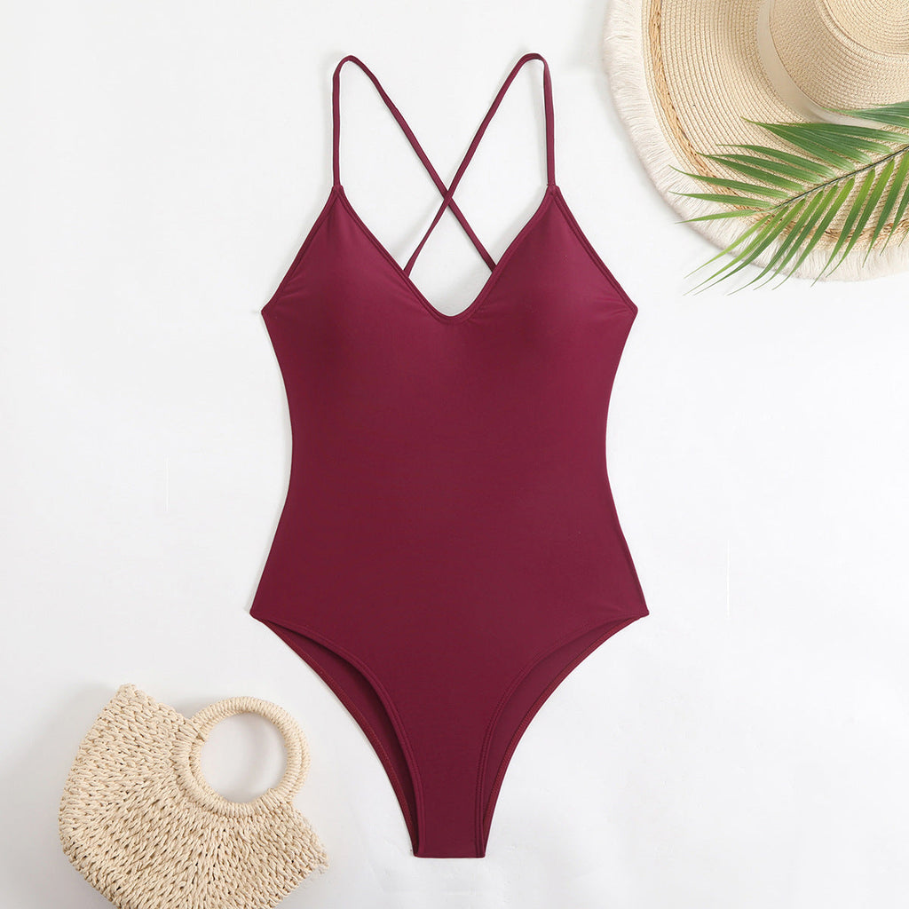 Maillot de bain une pièce sportif pour femmes avec bretelles croisées R&B