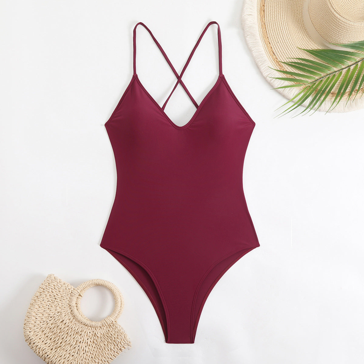 Maillot de bain une pièce sportif pour femmes avec bretelles croisées R&B