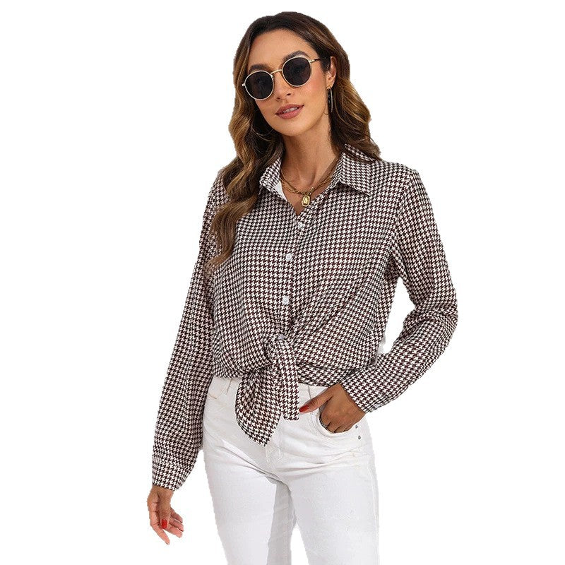 Blouse à carreaux pour femmes avec col chemise et boutonnière Echo Archiv