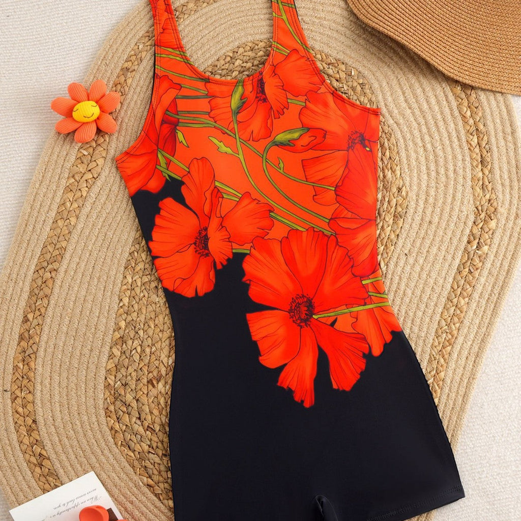 Maillot de bain une pièce pour femme avec un design sportif et un motif graphique coloré R&B