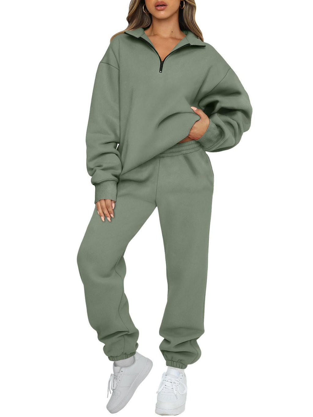 Ensemble lounge mi-zip pour femmes avec sweatshirt oversize et pantalon de jogging taille haute Echo Archiv