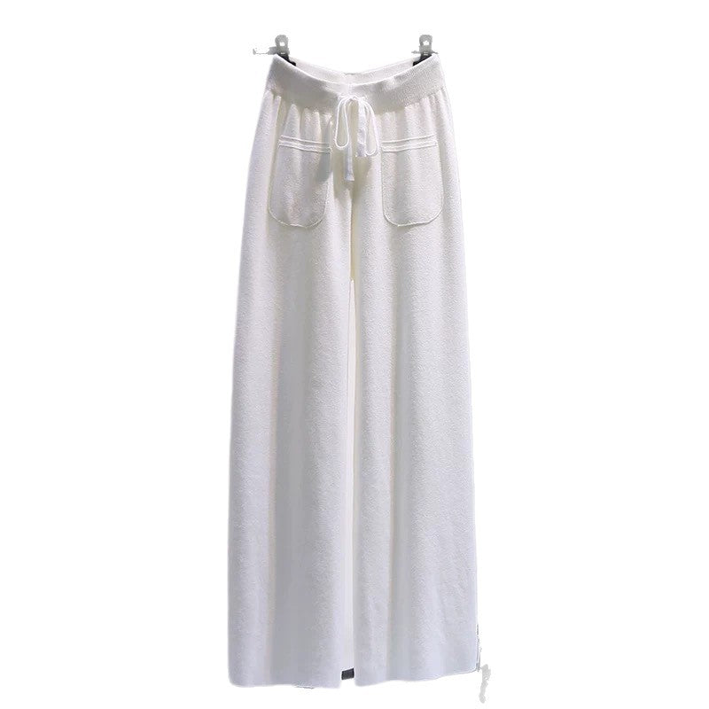 Pantalon large en jersey pour femmes avec taille élastique et poches pratiques