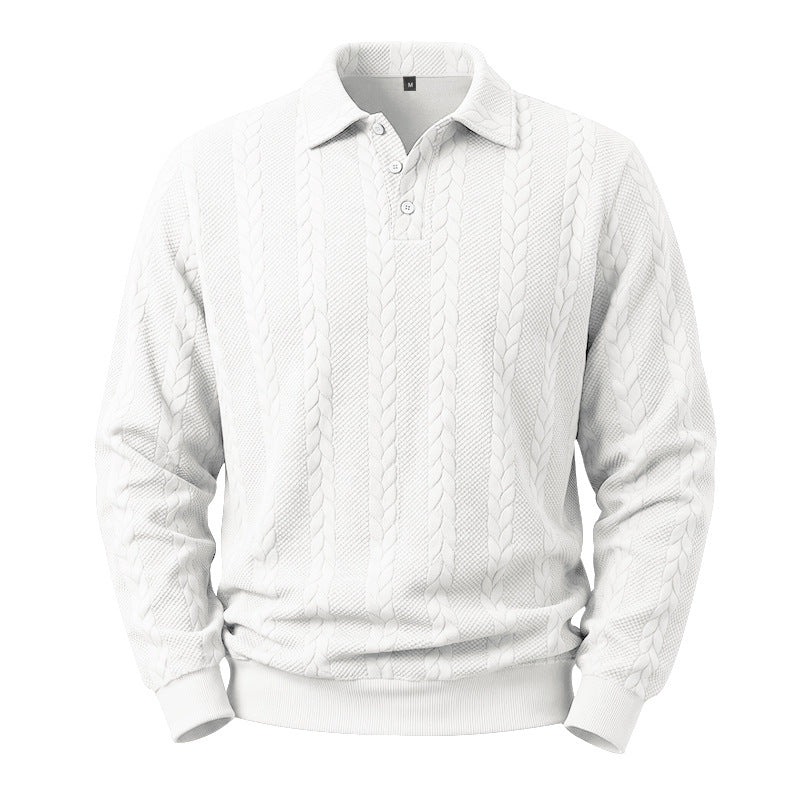 Pull Polo en Câble pour Hommes en Mélange de Coton avec Bords Côtelés Echoarchiv