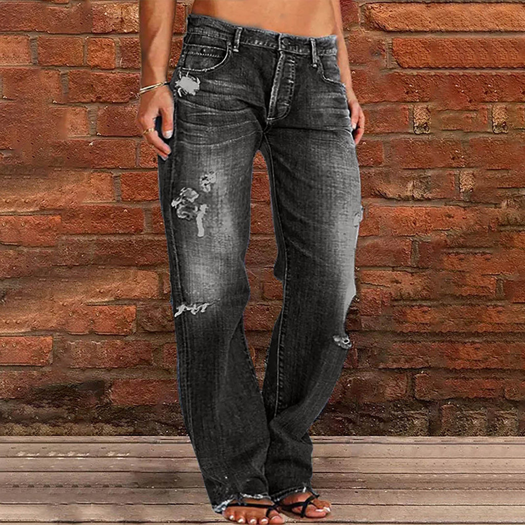 Jeans pour femmes larges déchirés taille haute Relaxed Fit avec ourlet effiloché Echo Archiv